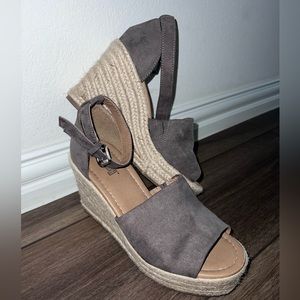 Taupe suede wedges